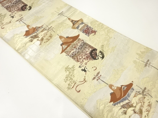 アンティーク　山鉾模様織出し袋帯（材料）